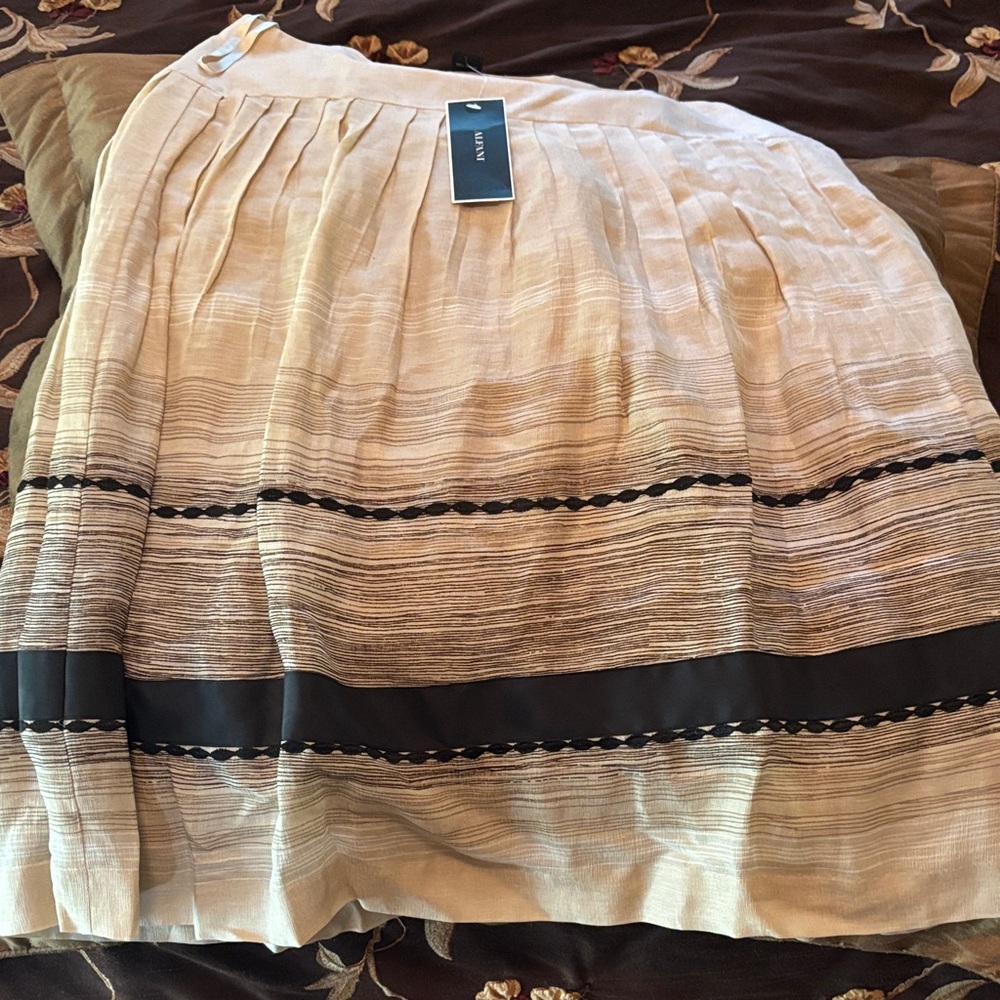 Alfani Elegant Cream and Black Striped Midi Skirt